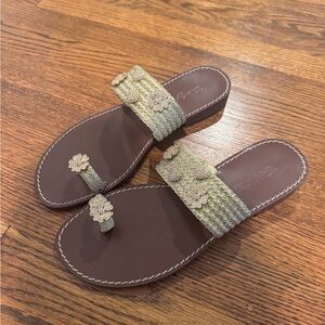 Beverly Feldman Brown and Gold Sandals